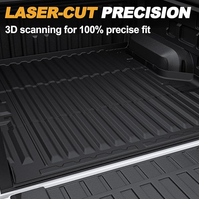 Truck Bed Mat for Ford Ranger 2025 2024, All Weather Truck Bed Liner for 2025 Ford Ranger Accessories, 5FT 59.6'' TPE Cargo Liner Truck Mat