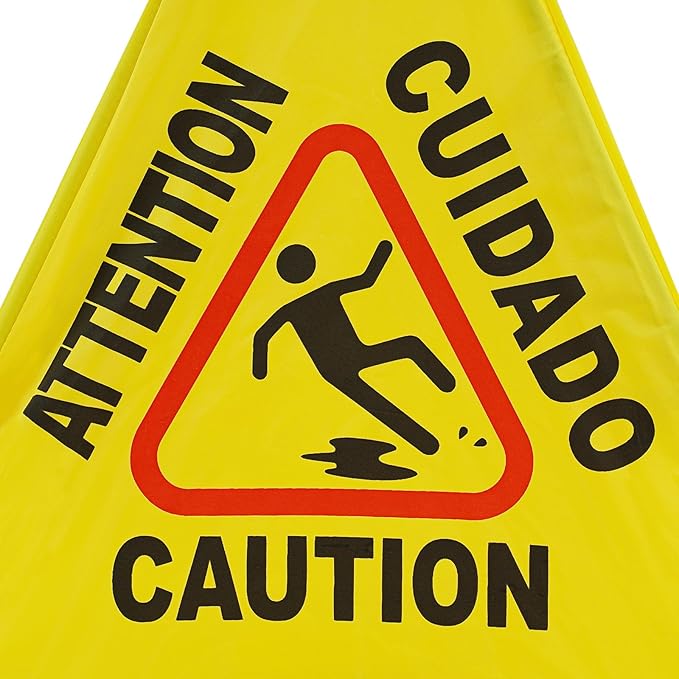 Caution Wet Floor Sign with Storage Tube, 20In Pop Up Wet Safety Signs 6Pcs Floor Safety Sign Warning Caution Cone for Restaurant, Commercial & Office Use