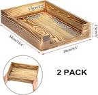 BTSKY 2PCS Vintage Wood Letter Tray with Anti-Slip Bars, Stackable A4 Paper Document File Organizer, Solid Wood Desktop Office Desk Storage Holder for Office and Home