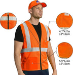 AYKRM 2 Pockets Reflective Safety Vest High Visibility Class II Mesh Vest for Women & Men Meets ANSI Standards