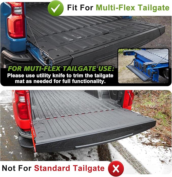 TripleAliners Tailgate Mat for 2019-2025 2026 Chevy Silverado & GMC Sierra 1500 Multipro Tailgate Accessories Liner Protector All Weather TPE Custom Fit (Won't Fit Standard Tailgate/Drop-in Liners)