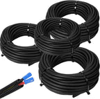 Sasylvia 1/4, 3/8, 1/2, 3/4'' X 10 ft Split Wire Loom Cord Protector Tubing Split Conduit Protector Tubing Convoluted Tube Flexible Electrical Wire Cover Protective Sleeves(Black)