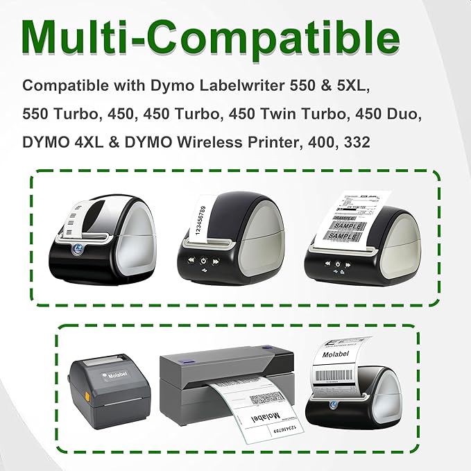 Multi-Purpose White Thermal Labels - 10 Rolls (with RFID Chip) for Dymo 30334 (2-1/4" x 1-1/4") Compatible with Dymo LabelWriter 550 Printers - 1000 Labels per Roll.