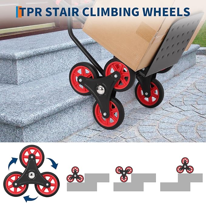 3 in 1 Industrial Convertible Stair Climbing Cart,1000 LBS Capacity Folding Hand Truck Dolly Cart with Telescoping Handle and 2 Elastic Rope for Transport & Moving in Warehouse, Home, Supermarket