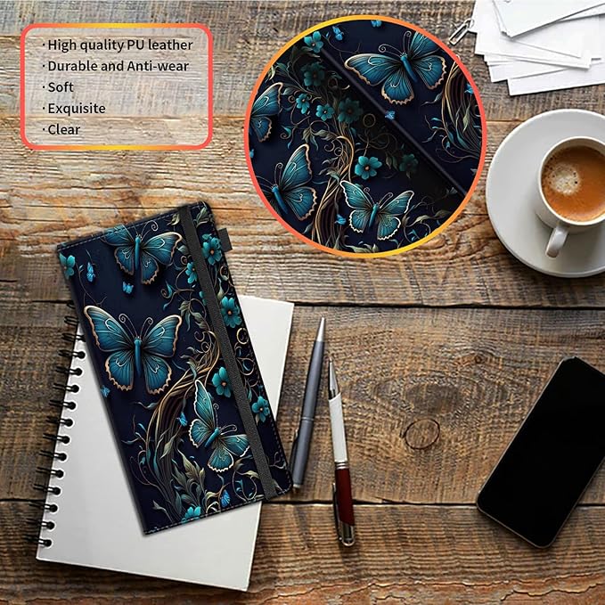 Car Registration and Insurance Holder,Leather Vehicle Glove Box Organizer Wallet for Document,Perfect for any Car,Truck,Motorcycle,Driver License,Trailer or Boat,Men & Women,Purple Butterfly Flower