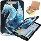 Snow Dragon Clipboard with Pen Holder - Heavy Duty Plastic Storage Clipboard with Low Profile Clip