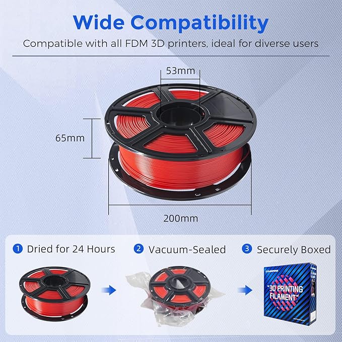 FLASHFORGE PETG Pro Filament 1.75mm Red, 3D Printer Filament 1kg (2.2lbs) Spool, Dimensional Accuracy +/- 0.02mm, 3D Printing Filament for Various Mechanical Parts, Waterproof Parts
