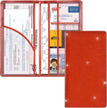 Cacturism Car Registration and Insurance Holder, Vehicle Glove Box Car Organizer Men Women Wallet Accessories Case with Magnetic Shut for Cards, Essential Document, Driver License, Bling Red
