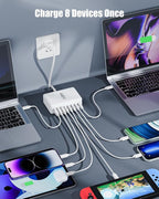 USB C Charger Block 440W Charging Station Hub,8 Port GaN III Fast Charging Brick with 5ft Extension Cord,PD QC PPS 100W Laptop Power Adapter for MacBook Pro/Air,iPhone 17/16/15,Samsung Galaxy,Dell etc