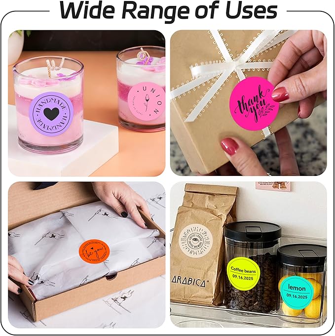 Dot Stickers Labels, 2 inch Circle Garage Sale Sticker 750Pcs Round Thermal Printer Stickers Printable Writable Price Labels for Yard Sale, Fluorescent Pink