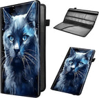 Car Registration and Insurance Holder, Leather Car Glove Box Organizer, Cool Car Accessories for ID, Driver's License Cards & Essential Document,business cards,Men&Women,Blue Cat