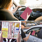 2Pack Leather Car Registration and Insurance Card Holder, Car Document Holder for Cards License with Magnetic Shut (Glitter Purple)