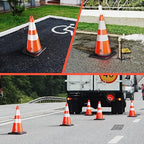RoadHero 8 Pack Traffic Safety Cones 28 Inch with Black Weighted Base, Orange Cones with Reflective Collars for Parking Lot, Road Safety, Construction Events