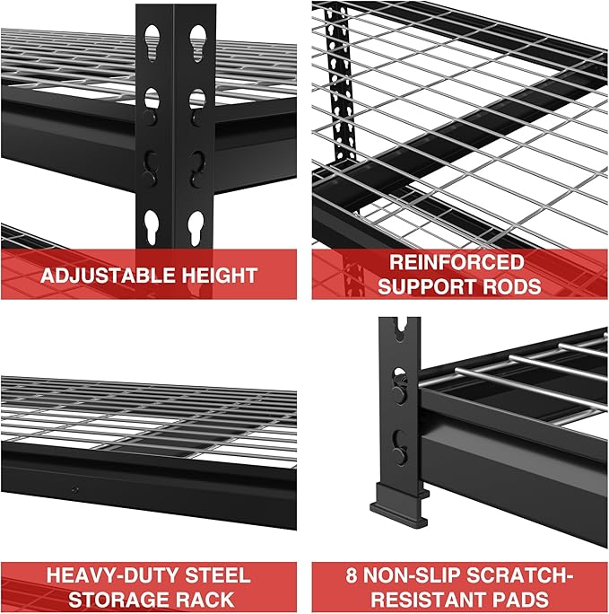 WORKPRO 4000LBS Heavy Duty Shelving, 48”W x 24”D x 72”H, 5-Tier Storage Shelves, Adjustable Metal Shelving, Garage Shelving for Basement, Warehouse, Workshop, 10 Pack