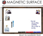 Loddie Doddie Magnetic White Board 24" x 36" - Magnetic Dry Erase Board with Built-in Marker Tray - Rustic Wooden Frame - Whiteboard Wood Frame