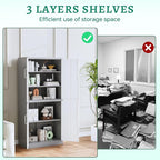 Letaya Metal Storage Cabinet with Lock Door, Adjustable Shelf Steel Cabinets for Office, Home,Pantry,Kitchen,Garage Utility Cabinet (4 Door-White&Gray)