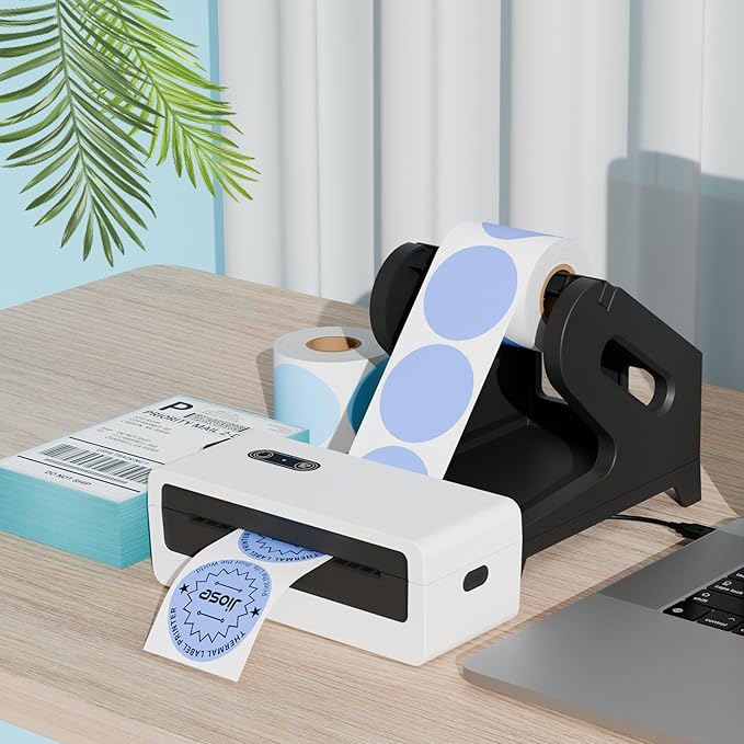 Jiose 4x6 Label Holder - Thermal Label Holder for Rolls and Fan-Fold Labels - Work with Desktop Label Printer (Black)