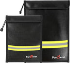 Fireproof Waterproof Money Document Bag - 2 Pack Safe Upgraded Zipper Bags, Fire & Water Resistant Storage Organizer Pouch for A4 A5 Documents Holder,File,Cash,Jewelry,Passport,Tablet,Laptop (Black)