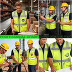 BeautyWill Custom Logo Safety Vest Class 2 High Visibility Reflective Vest for Men - Personalized Logo Team Vest