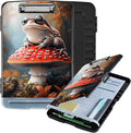 Clipboard with Storage Box & Pen Holder,Heavy Duty Clip Boards 8.5x11 for Nursing,High Capacity,School & Office Supplies,Frog Mushroom
