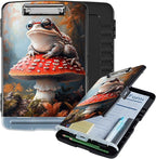 Clipboard with Storage Box & Pen Holder,Heavy Duty Clip Boards 8.5x11 for Nursing,High Capacity,School & Office Supplies,Frog Mushroom
