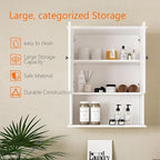 Medicine Cabinet, Over The Toilet Storage Cabinet, 24x30 Inch Wall Mount Bathroom Storage Cabinet with 2 Doors & Adjustable Shelf, Wooden Bathroom Wall Cabinet, White