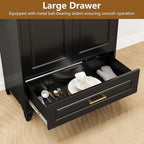 Kitchen Pantry Cabinet, 75" Tall Pantry Cabinet with Drawer, Metal Storage Cabinets with Doors and Shelves, Freestanding Food Cupboards for Dining & Living Room, Black, Assembly Required