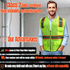 BeautyWill 10/20 Pack Custom Logo Safety Vest,Bulk High Visibility Class 2 Reflective Work Vests