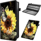 Car Registration and Insurance Holder, Leather Car Glove Box Organizer, Cool Car Accessories for ID, Driver's License Cards & Essential Document,business cards,Men&Women,Sunflowers Butterfly