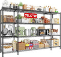 REIBII 78.4''W Wire Shelving Garage Shelving Unit Load 1500LBS,4 Tier Metal Shelving with Adjustable Metal Shelf Storage Shelves for Pantry Shelves Commercial Shelf Kitchen Garage 11.8''Dx59''H