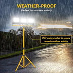 36000 Lumen Work Lights with Stand, 3 Adjustable Head LED Work Light with Adjustable and Foldable Tripod Stand, IP67 Waterproof Lamp Individual Switch with 16FT Cord for Outdoor Construction Lighting