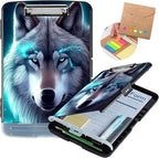 Clipboard with Storage,Heavy Duty Plastic Storage Clipboard with Low Profile Clip,Teacher Must Haves,Office Supplies,Galaxy Wolfs Cyan