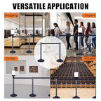 41" Black Crowd Control Stanchion Set, Stable Heavy-Duty Rubber Base with 10 Feet Retractable Belt Crowd Control Barriers, Retractable stanchions for Outdoor Safety (6 Pack)