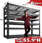 59.8" W Metal Shelving 6 Tier Garage Shelving 3750LBS Storage Shelves Adjustable Garage Shelves Industrial Metal Shelf for Basement Warehouse Shop Supermarket 59.8" W x 24" D x 83.9" H
