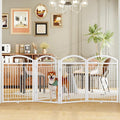 Folding No-Assembly Metal Freestanding Dog Gate with Door Walk Through,32" Height Pet Fence,96" Extra Wide Accordion Puppy Folding Playpen for Doorways,House,Stairs (4 Panels,White)