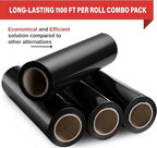 Black Stretch Wrap Industrial Strength Extra Thick 4 Pack 18" 1100 SqFt 80 Gauge (20 Micron) Shrink Wrap Roll for Moving Supplies, Furniture, Pallets, Plastic Wrap for Packing, Stretch Film