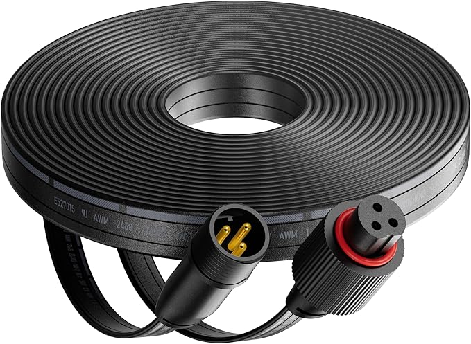 10FT Extension Cable for Govee Permanent Outdoor Lights (H705A-H706C), IP68 Waterproof 3-Pin Extension Cord, 22AWG Pure Copper Wire, Expand Holiday Lighting for Christmas, New Year, Roof, Black