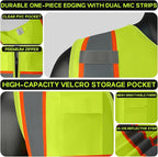 Safety Vest Customize Logo with 5 Pockets & Zipper Reflective High Visibility Vest Class 2 Outdoor Workwear