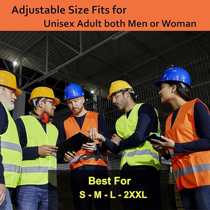 Orange Safety Vests 10 Pack,Reflective High Visibility Construction Working Vest for Men,Woman,Pockets,Hi Vis Mesh and Neon Silver Strip
