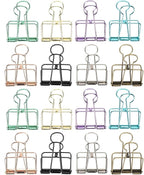 16 Pcs Hollow Binder Clips - 8 Colors Skeleton Design Paper Clamps for Office School Home Use, Organize Documents Files Notes(L,1.9x2.6in)