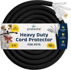 PROTECTO Heavy Duty Dog & Cat Cord Protector 10ft Long Sleeve, Easy-to-Use 3/8 in Cord Cover for Pet, Odorless Black Color, No Chew Solution for Power, Audio & Video Wire Tubing, Fits 4-6 Cables
