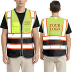 BeautyWill Custom Logo Safety Vest Class 2 High Visibility Reflective Vest for Men - Personalized Logo Team Vest