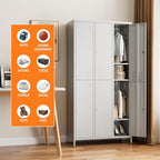 Employees Locker, 72 inch Tall Metal Storage Locker with 6 Doors for School Hospital Garage Gym Home Office with 12 Hooks, Requires Assembly