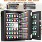 220 Position Large Key Lock Box Wall Mount with Code, Digital Key Cabinet Wall Mount Key Organizer with Key Tags, Adjustable Key Safe Key Holder for Car, Hotels, Office, House
