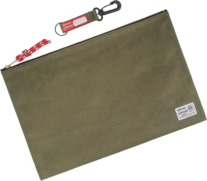 Rough Enough Important Document Storage Bag File Folder Organizer Pouch with Zipper Waxed Canvas Water Repellent for Travel Office Legal Size Green