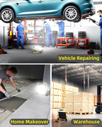 14400LM LED Work Light, 120W Flood Light with 16FT Cord & Switch, Portable Worklight with Stand, 5000K IP66 Waterproof Construction Lighting for Job Site Repairing Workshop Garage