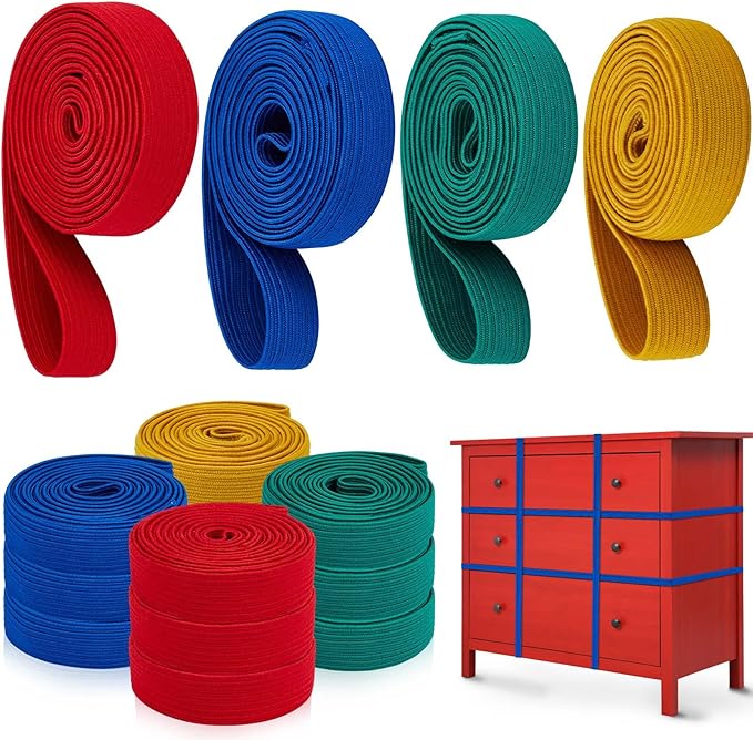 12 Pcs Extra Large 42" 36" 30" 25" Moving Rubber Bands for Furniture Elastic Variety Heavy Duty Moving Bands for Mover Pallets Blankets Boxes Packing Supplies, 4 Assorted Colors