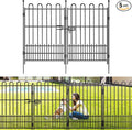 Bepatio Tall Garden Fence Animal Barrier with Gate, 39.5in (H) x 11.5ft (L) 5 Panels Decorative Dog Fence Outdoor for Yard, Heavy Duty Metal Fence Border, Flower Bed, Easy Setup, Black