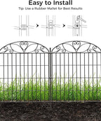 10 Panels No Dig Decorative Outdoor Garden Fence, 40 in(H) X 23.6 ft(L) Animal Barrier Fencing, Rustproof Portable Fence, Temporary Dog Fence Outdoor for Yard, Outside, Backyard, Patio