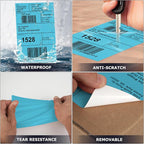 Blue Direct Thermal Labels 4 × 6 Inch Vinyl Self-Adhesive Fanfold Shipping Stickers Waterproof Perforated Printer Decal for Office School Warehouse 500 PCS